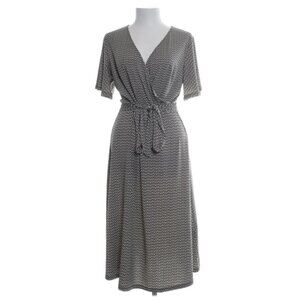 H&M Black & White V-Neck Wrap Midi Dress Size S